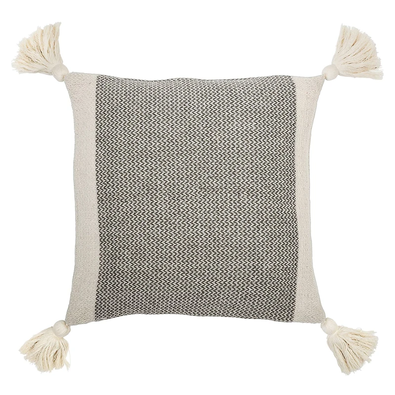 Hello Honey® Gray & Cream Throw Pillow with Corner Tassels