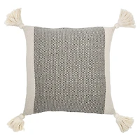 Hello Honey® Gray & Cream Throw Pillow with Corner Tassels