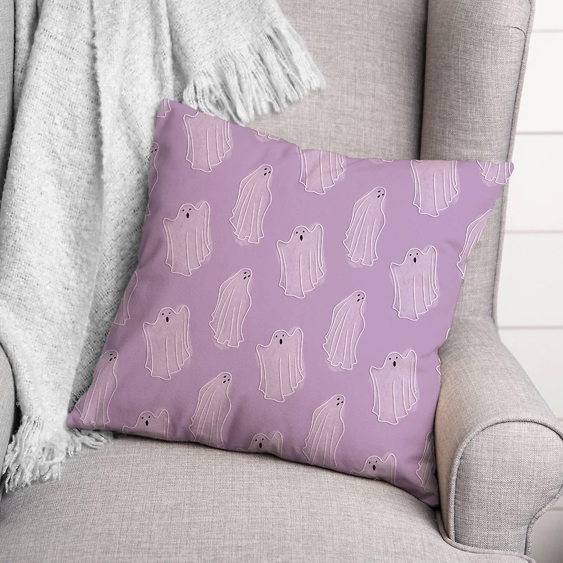 Purple Haunty Ghost Throw Pillow
