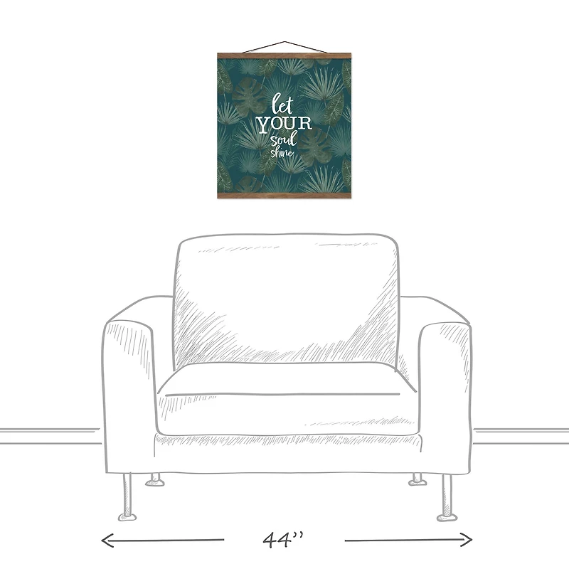 Let Your Soul Shine Tropical Palm Teak Hanging Canvas