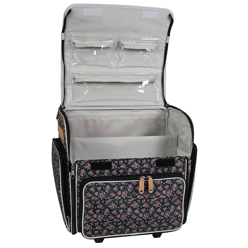 Everything Mary Floral Deluxe Collapsible Rolling Craft Bag