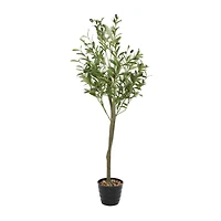 4ft. Green Olive Faux Foliage Artificial Tree with Black Melamine Pot