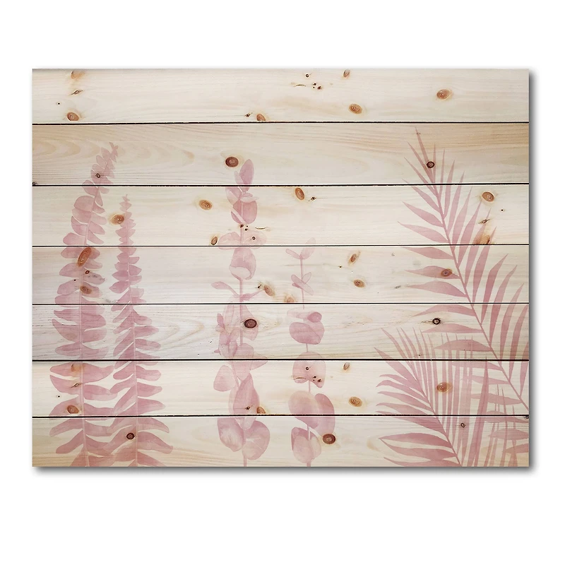 Designart - Blush Pinkeucalyptus and Palm Branches