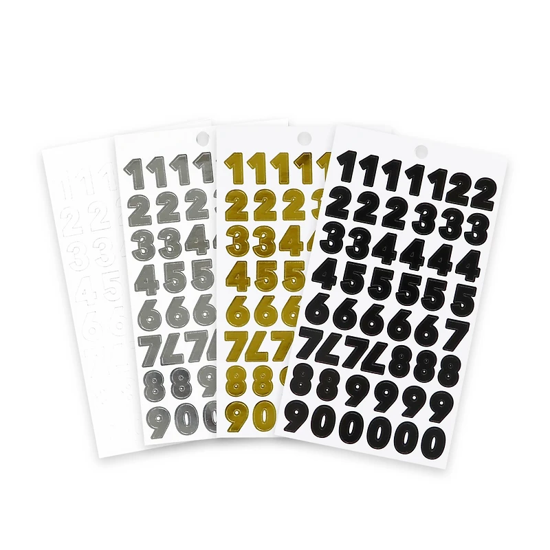 Black, Gold, Silver & White Block Number Stickers by Recollections™