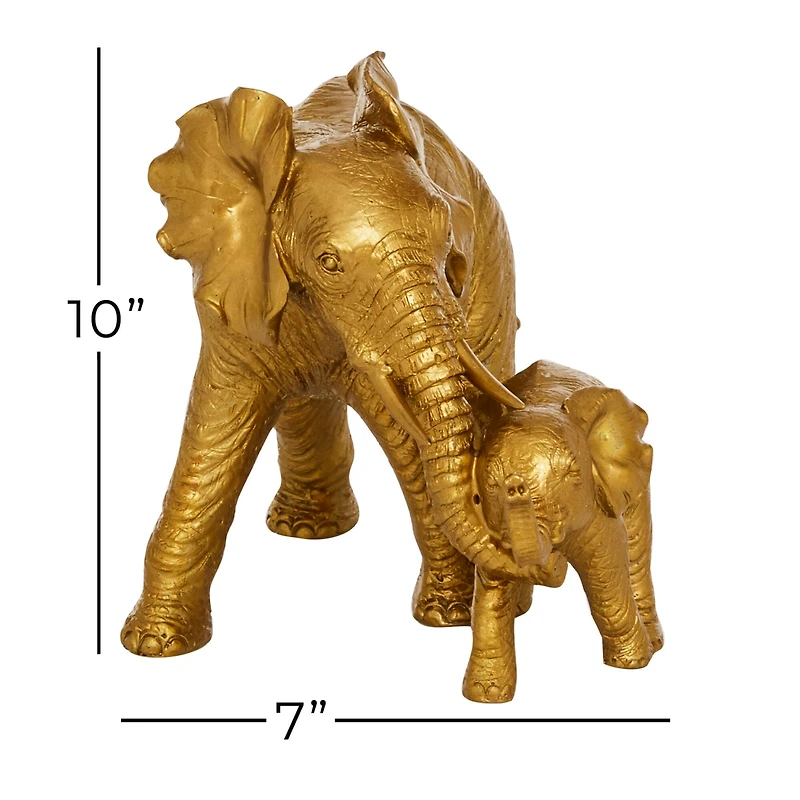 10" Gold Eclectic Elephant Sculpture