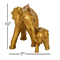 10" Gold Eclectic Elephant Sculpture