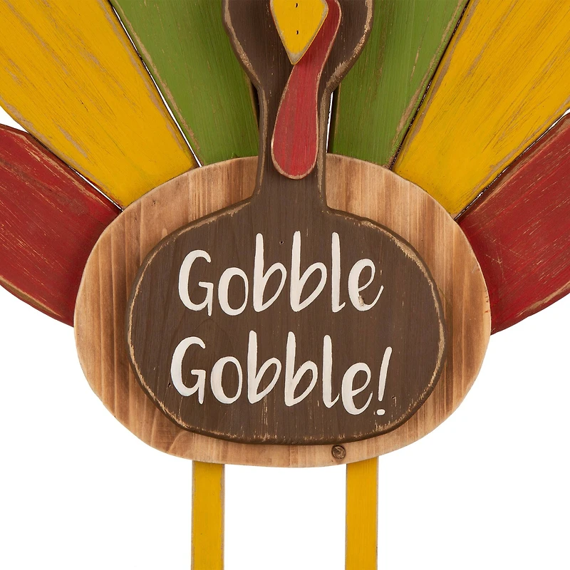 Glitzhome® 2ft. Thanksgiving Wooden Turkey Standing Décor