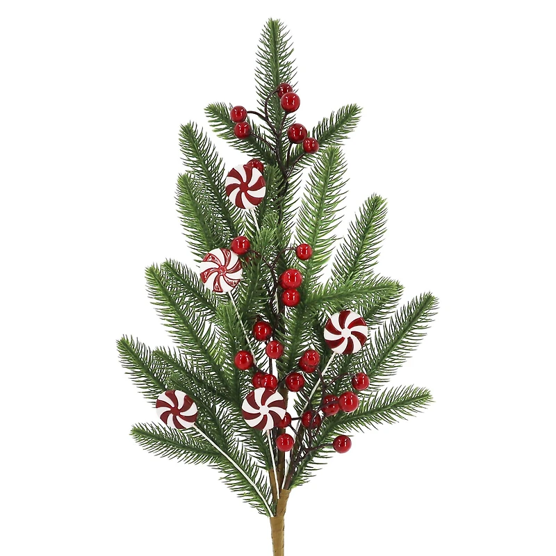 28" Green Pine with Candy & Red Berry Stem by Ashland®