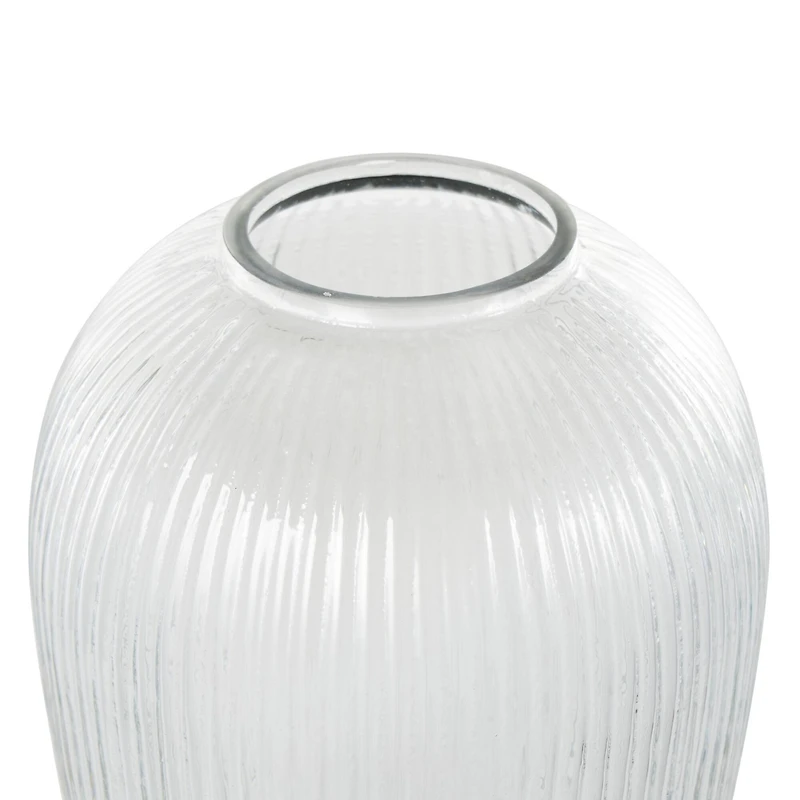 12" Clear Glass Ribbed Fluted Decorative Vase