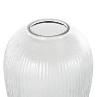 12" Clear Glass Ribbed Fluted Decorative Vase