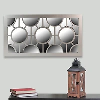 26" Metallic Gray Geometric Rectangular Wall Mirror