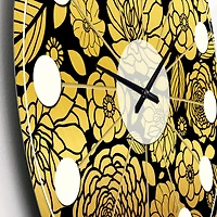 Designart 'Golden Floral Ii Mid-Century Modern Wall Clock