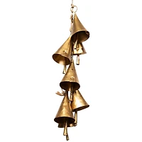 17" Hanging Cascade of Mini Iron Christmas Cone Bells