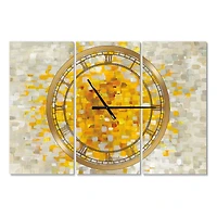 Designart 'Glam Yellow Explosion Blocks Modern Multipanel Wall Clock