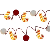 18ct. Warm White LED Pom Pom & Candy Cane String Lights on Red Wire by Ashland®