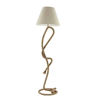 63" Brown Jute Rope & Iron Rustic Floor Lamp