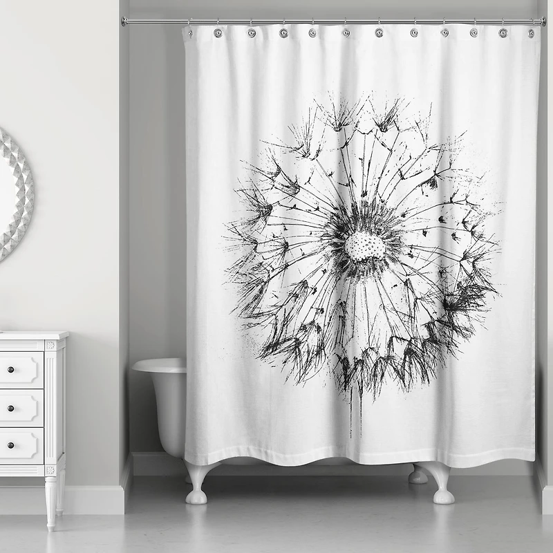 Simple Sketchy Dandelion 71" x 74" Shower Curtain