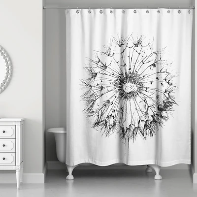 Simple Sketchy Dandelion 71" x 74" Shower Curtain