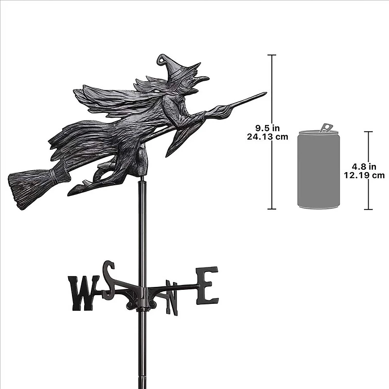 Design Toscano Garden Stake Windblown Wicked Witch Metal Weathervane