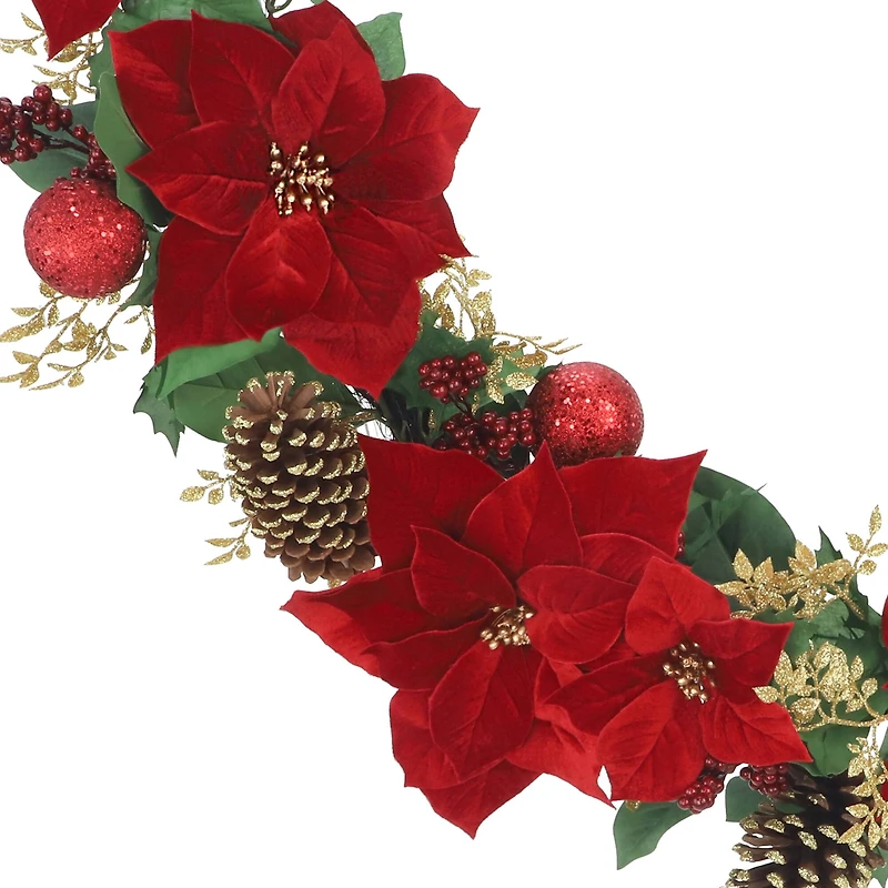 6ft. Red Poinsettia, Ornament & Pinecone Garland by Ashland®