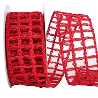 Reliant 2.5" x 10yd. Red Grand Jute Box Sparkle Wired Ribbon