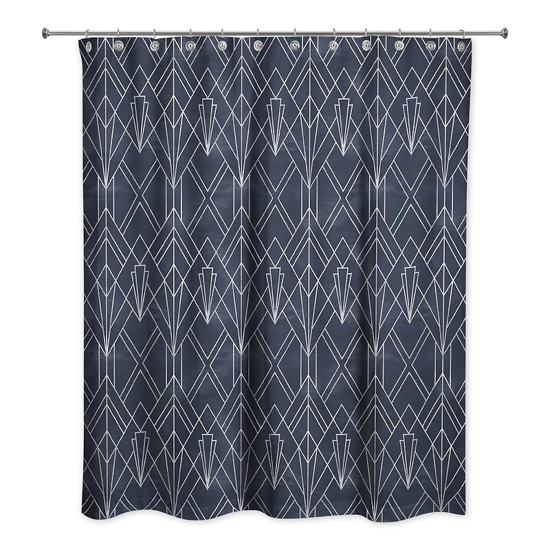 Navy White Depattern  71" x 74" Shower Curtain