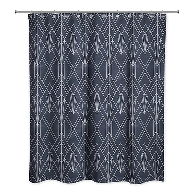 Navy White Depattern  71" x 74" Shower Curtain