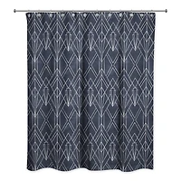 Navy White Depattern  71" x 74" Shower Curtain