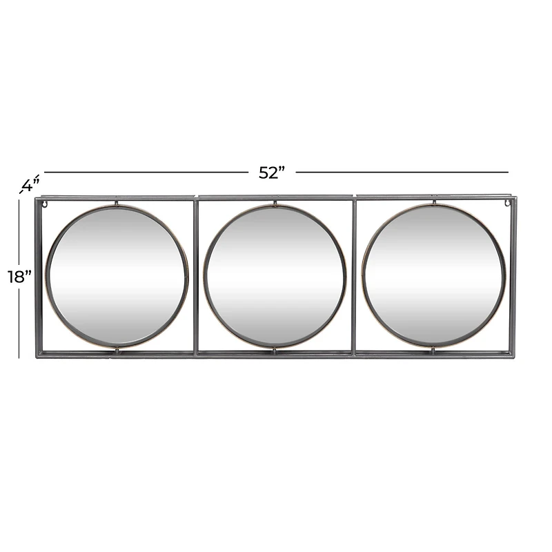 52" Gray Metal Modern Wall Mirror