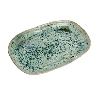 Hello Honey® 14.75" Green Stoneware Platters with Reactive Crackle Glaze, 6ct.