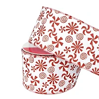 3.5" x 30ft. Red & White Peppermint Wired Glitter Ribbon by Celebrate It®