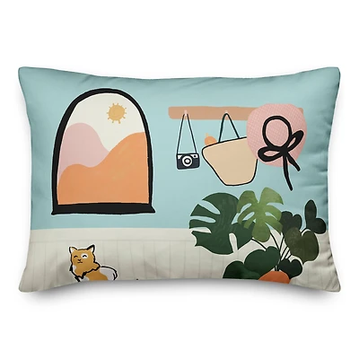 Cute Adventure Wall 14" x 20" Throw Pillow