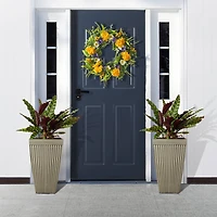 Glitzhome® 23" Eco-Friendly Oversized Faux Concrete Square Fluted Pot Planters