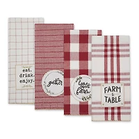 Barn Red Farm To Table Embellished Dishtowel (Set of 4)
