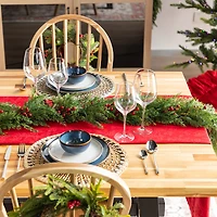 Glitzhome® 6ft Christmas Greenery PE Cedar Garland with Red Berries, 2ct.