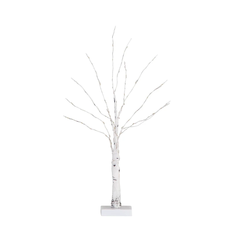 2ft. Pre-Lit White Birch Artificial Christmas Tree, Warm White LED Lights