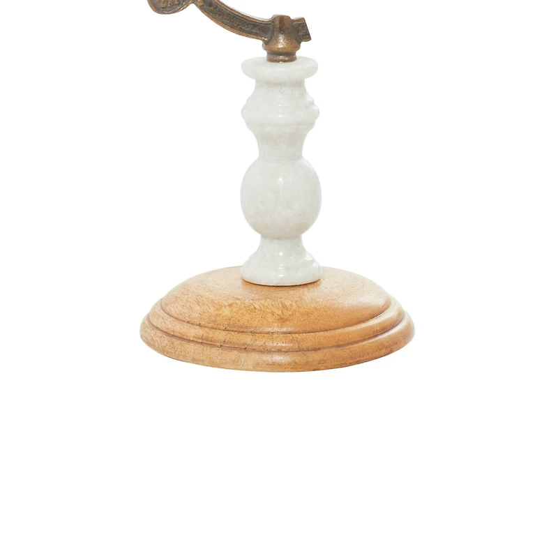 14" White Marble & Metal Modern Globe