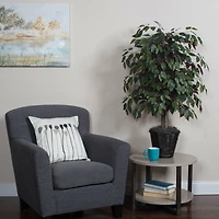 4ft. Artificial Capensia Bush with Rattan Basket