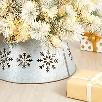 Glitzhome® 21" Snowflake Diecut Metal Tree Collar with Light String