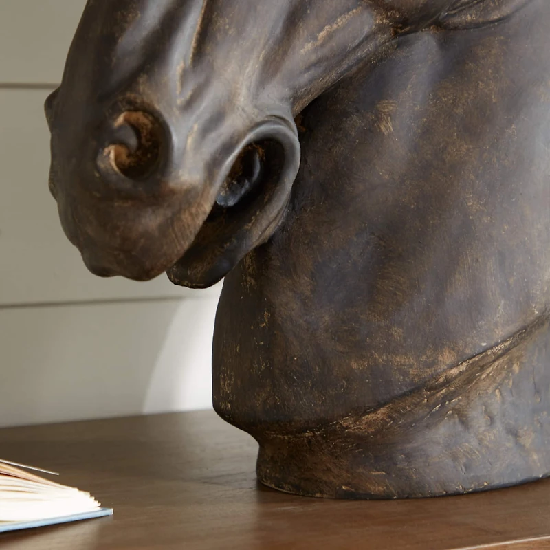 25" Brown Polystone Traditional Horse Sculpture