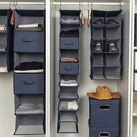 Household Essentials 48" Denim Cotton Blend & Plastic Hanging 10 Shelf Closet Organizer