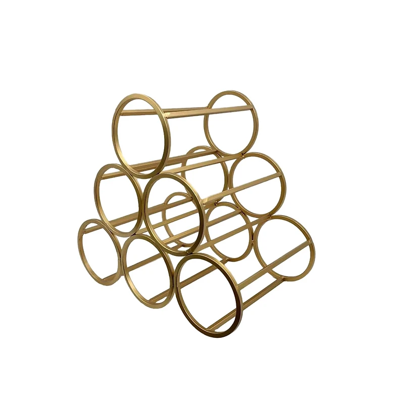 12.5" Gold 6-Bottle Metal Circles Wine Caddy by Ashland®