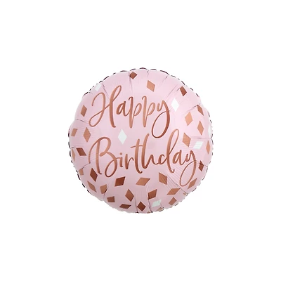 17" Blush Pink Happy Birthday Foil Balloon