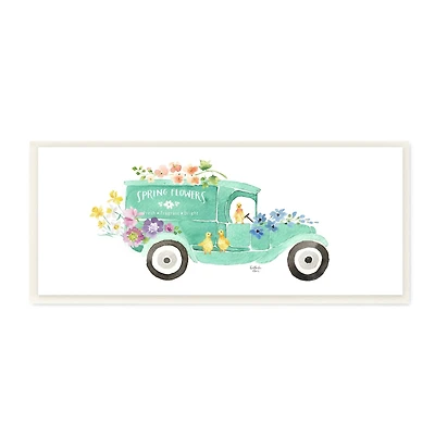 Stupell Industries Chicks Driving Spring Flowers Car Floral Blossoms Wall Plaque Art