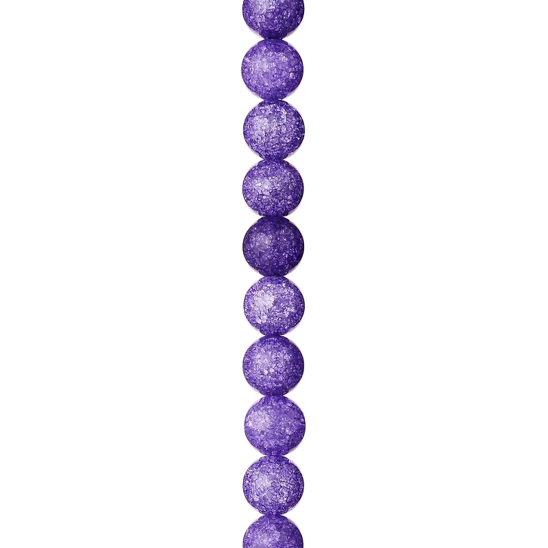 12 Pack: Purple Crackled Quartz Round Beads, 10mm by Bead Landing™