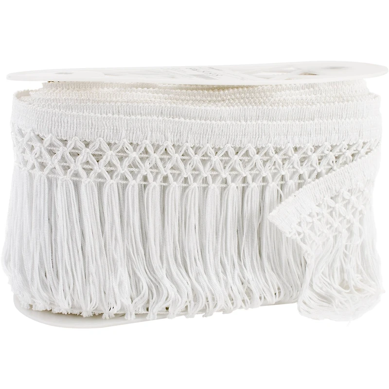 Simplicity® 6" x 10yd. White Chainette Trellis Fringe