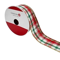 1.5" x 30ft. Red & Green Plaid Wired Ribbon by Celebrate It®
