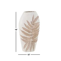 White Polystone Boho Style Vase, 18" x 10" x 6"