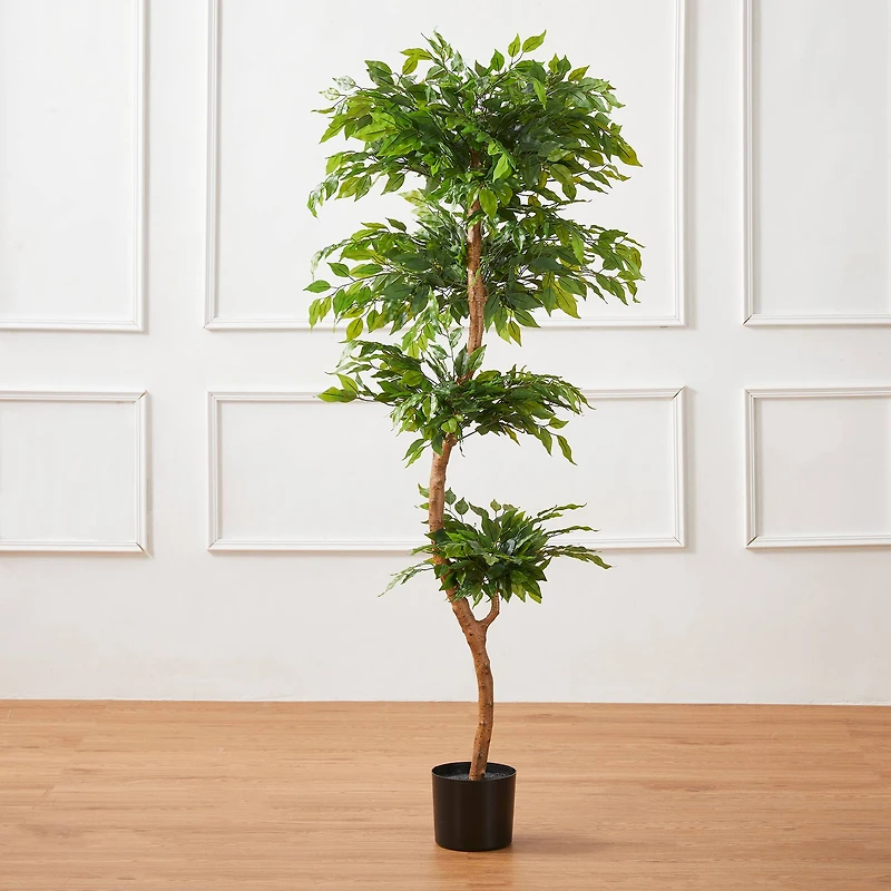 Glitzhome® 5ft. Creative Shaped Faux Ficus Tree in Pot
