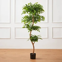 Glitzhome® 5ft. Creative Shaped Faux Ficus Tree in Pot